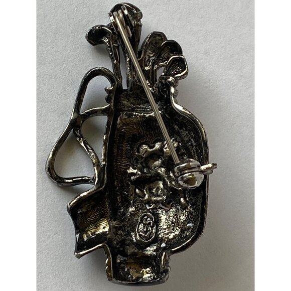 Vintage LS Golf Bag AB Rhinestone Brooch Pin Silver-Tone Sparkly Jewelry Accesso - Picture 5 of 10